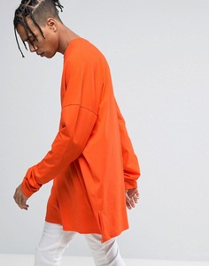 Оранжевый oversize-лонгслив с удлиненными рукавами ASOS - Красный