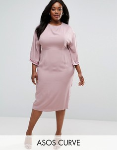 Декорированное платье-кимоно миди ASOS CURVE - Розовый