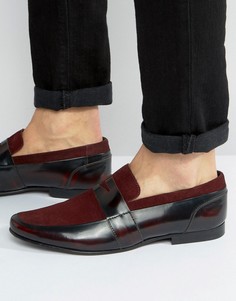 Бордовые кожаные лоферы с замшевыми вставками ASOS - Красный