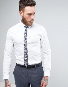 Белая зауженная рубашка и галстук с цветочным принтом ASOS - СКИДКА - Белый