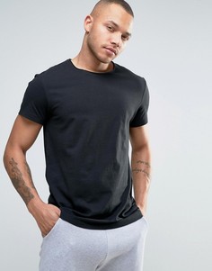 Черная футболка с круглым вырезом и необработанными кромками Esprit - Черный