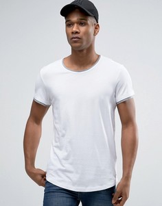 Длинная футболка с двойной кромкой и асимметричным подолом Esprit - Белый