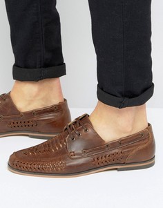 Светло-коричневые кожаные туфли на шнуровке ASOS - Рыжий