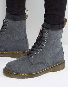 Выбеленные парусиновые ботинки с 8 парами люверсов Dr Martens 1460 - Черный