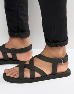 Черные нубуковые сандалии с перекрестными ремешками ASOS - Черный