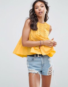 Свободный топ с вышивкой ASOS - Желтый