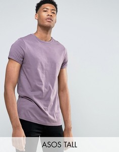 Фиолетовая футболка с отворотами на рукавах ASOS TALL - Фиолетовый
