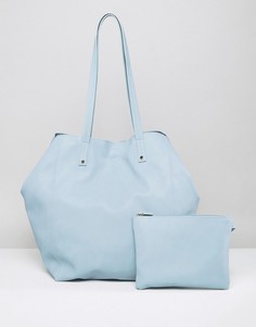 Мягкая сумка-шоппер со съемным клатчем ASOS - Синий