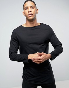 Черный супердлинный лонгслив с вырезом лодочкой ASOS - Черный