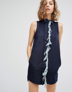 Цельнокройное платье с бахромой Vale - Синий