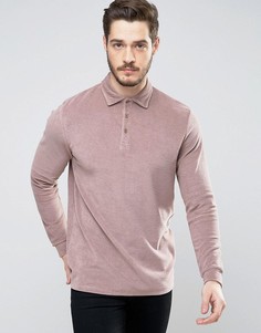 Удлиненная футболка-поло из махровой ткани с длинными рукавами ASOS - Коричневый