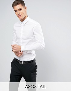 Белая эластичная рубашка узкого кроя ASOS TALL - Белый