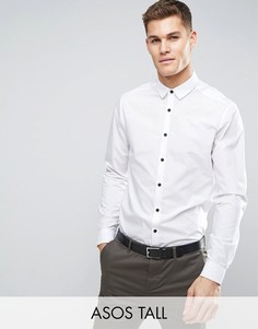 Рубашка классического кроя с контрастными пуговицами ASOS TALL - Белый