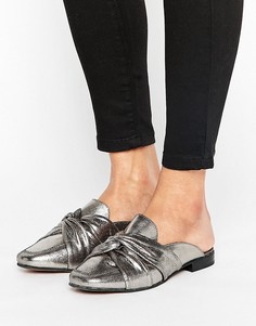 Кожаные шлепанцы с узелками New Look - Серебряный