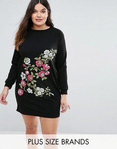 Трикотажное платье с цветочным принтом Boohoo Plus - Черный