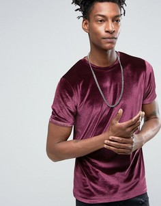 Бордовая велюровая футболка ASOS - Красный