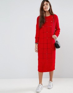 Платье-джемпер со спущенными петлями ASOS - Красный