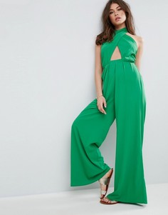 Комбинезон с перекрестной деталью и широкими штанинами ASOS - Желтый