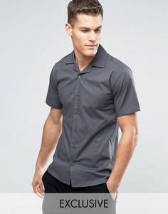 Приталенная рубашка с короткими рукавами и воротником в виде лацканов Only &amp; Sons - Серый
