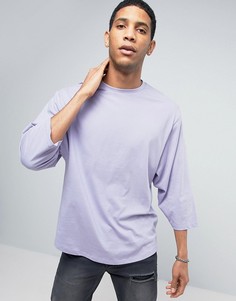 Фиолетовая oversize-футболка с зауженными рукавами 3/4 ASOS - Фиолетовый