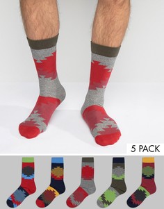 5 пар носков с ацтекским узором ASOS - Мульти