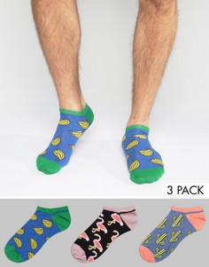 3 пары низких носков с рисунками ASOS - Мульти