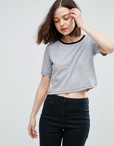 Укороченная футболка с окантовкой ASOS - Серый