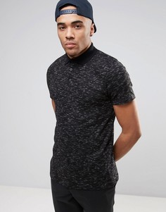 Обтягивающая футболка-поло в рубчик ASOS - Серый