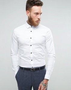 Белая рубашка суперузкого кроя с контрастными пуговицами ASOS - Белый
