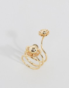 Кольцо-спираль с цветком ASOS - Золотой