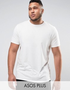 Светло-бежевая супердлинная футболка ASOS PLUS - Белый