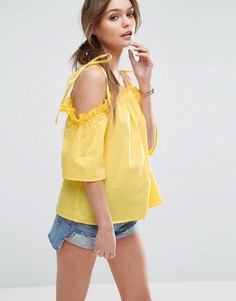 Хлопковый топ с завязками на плечах ASOS - Желтый