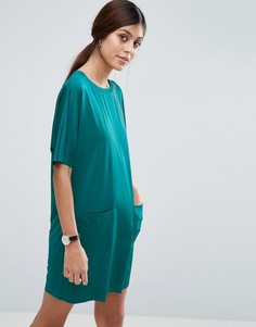 Платье-футболка с карманами ASOS - Зеленый