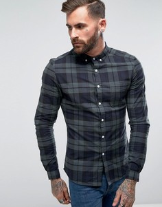 Темно-синяя рубашка скинни в клетку ASOS - Темно-синий