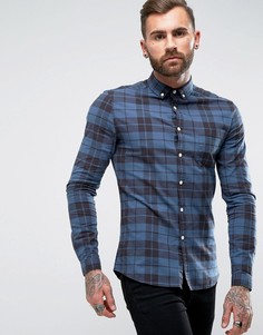 Темно-синяя рубашка скинни в клетку ASOS - Темно-синий