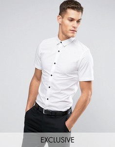 Приталенная рубашка с короткими рукавами и черными пуговицами Only &amp; Sons - Белый
