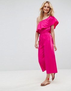 Хлопковый комбинезон на одно плечо ASOS - Розовый