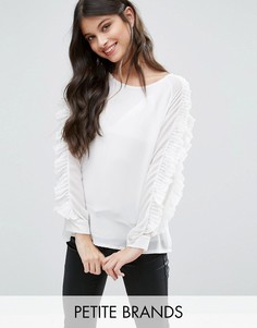 Блузка с оборками на рукавах Boohoo Petite - Белый