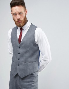 Синий суперузкий жилет с шевронным узором из смешанной шерсти ASOS WEDDING - Синий
