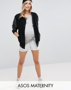 Светлые джинсовые шорты бойфренда с потертостями ASOS MATERNITY - Синий