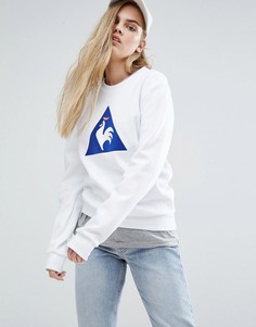 Свитшот бойфренда с большим логотипом в стиле колор блок Le Coq Sportif - Белый