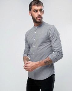 Строгая приталенная рубашка в клетку с воротником на пуговицах ASOS - Синий