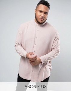Розовая oversize-рубашка с добавлением вискозы ASOS PLUS - Розовый