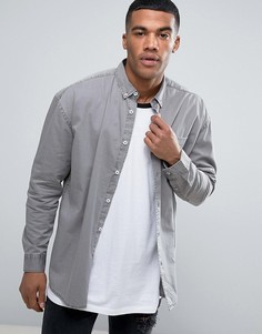 Серая окрашенная оversize-рубашка из выбеленной саржи ASOS - Серый
