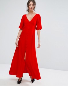 Чайное платье макси с пуговицами ASOS - Красный