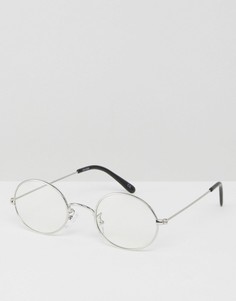 Овальные очки с прозрачными стеклами ASOS Geeky - Серебряный