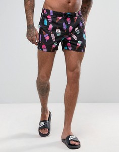 Короткие шорты для плавания с принтом ASOS - Черный