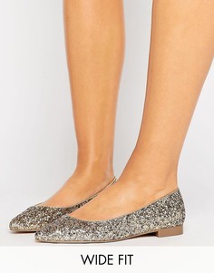 Остроносые балетки для широкой стопы ASOS LACEY - Золотой