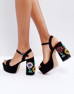 Босоножки на платформе с декоративной отделкой ASOS HOT MAMA - Черный