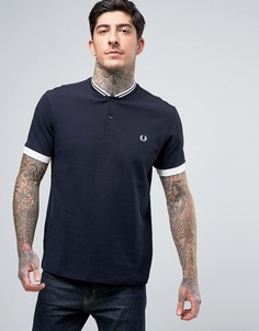 Темно-синяя футболка из пике с воротом на пуговицах Fred Perry - Темно-синий